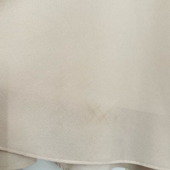 Formal Neutral Prom Wedding Sleeveless Lace Y2K Beaded Flowy Sheer Mini Dress - Picture 12 of 13